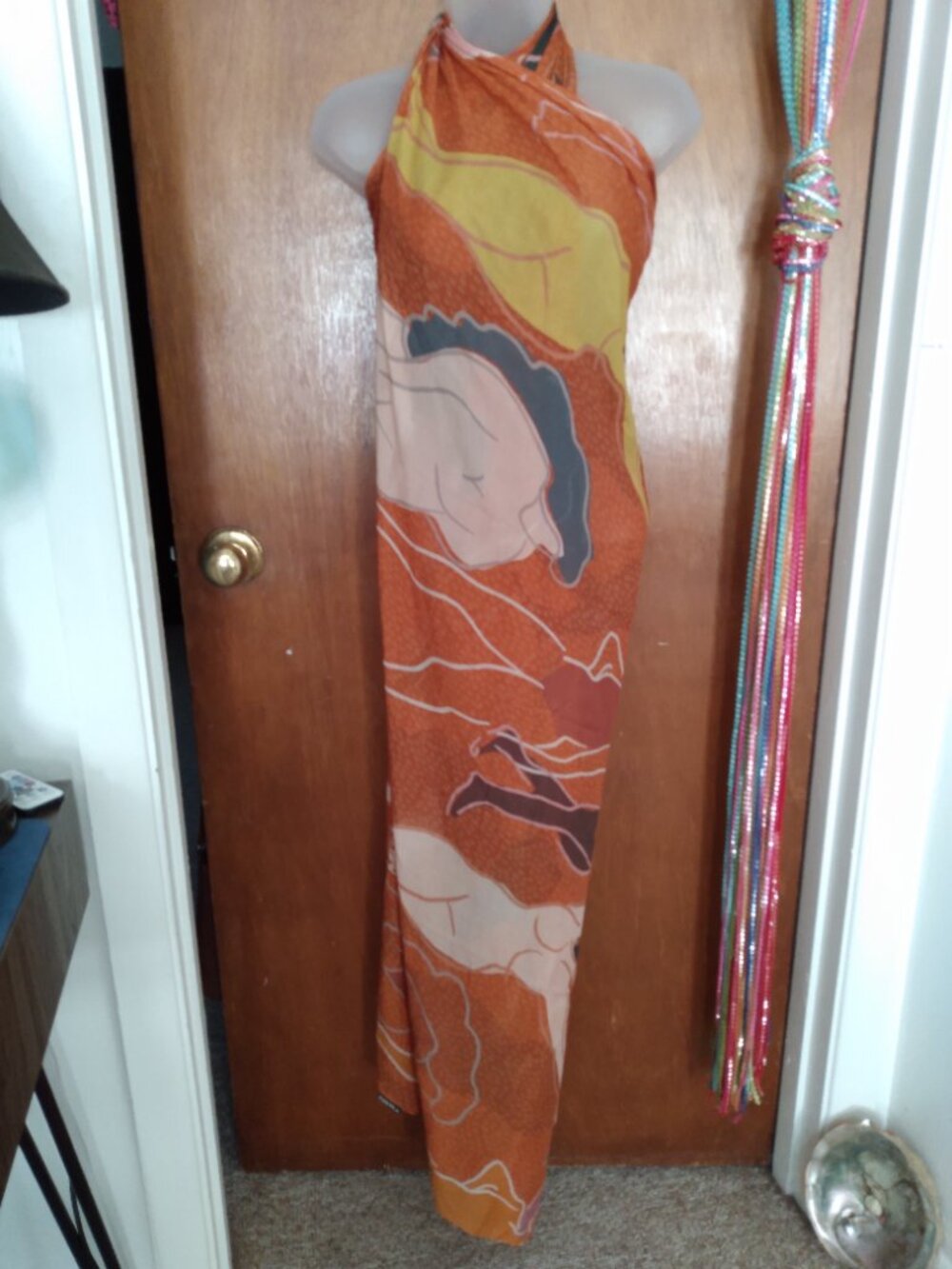 Dora Nola Womens Shawl Scarf Wrap Sarong Hand Drawn Silk Twill ~ A Work of Art